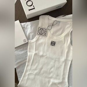 Loewe Ribbed White Anagram Tank Top Size M
